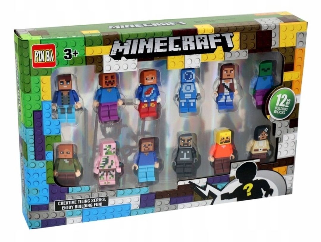 FIGURKI MINECRAFT My World Klocki 12 sztuk DUŻY Zestaw