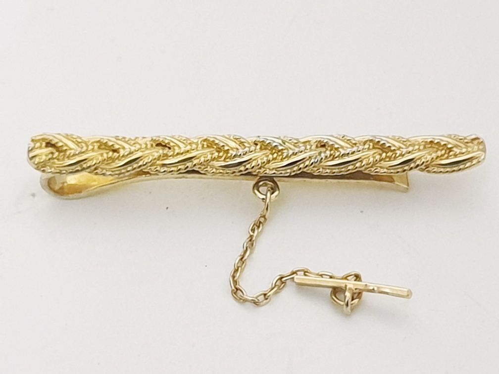 Lindo vintage clip de gravata em prata portuguesa dourada