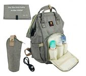 Сумка-рюкзак для мамы Серая 3 в 1 + термосумка+USB+карабины+матрасик