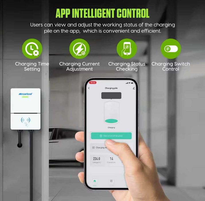 Carregador Wallbox - 7,2 kw - 32 A - C/ APP - c/ 4,5 METROS CABO
