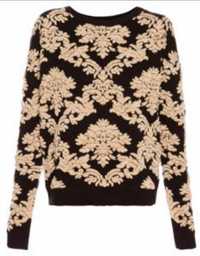 Pull&Bear sweter żakardowy w barokowe wzory. Rozmiar M