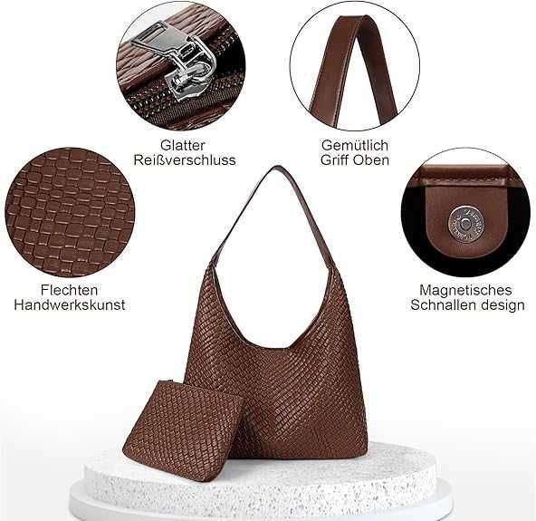 GSenhui  - Torebka damska na ramię shopperka duża bucket modna+portfel