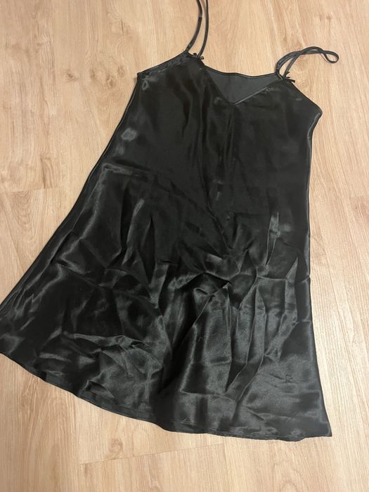 Czarna Koszula nocna satynowa