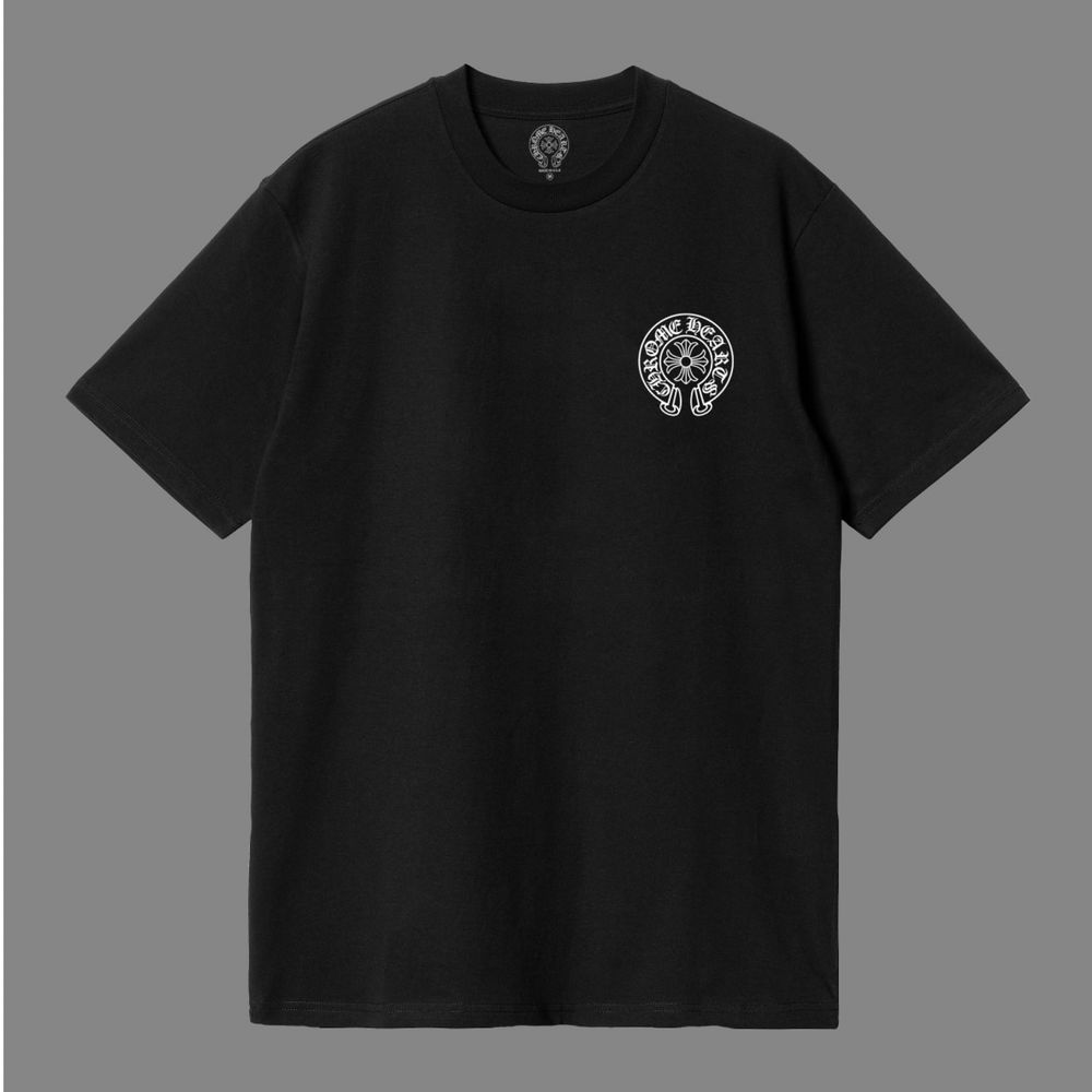 Мужская футболка Chrome Hearts Logo черная  белая унисекс Хром Хартс