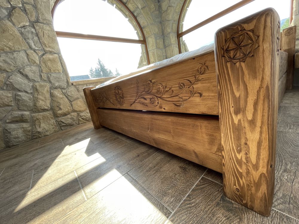 Łóżko drewniane Góralskie Lite Drewno meble góralskie