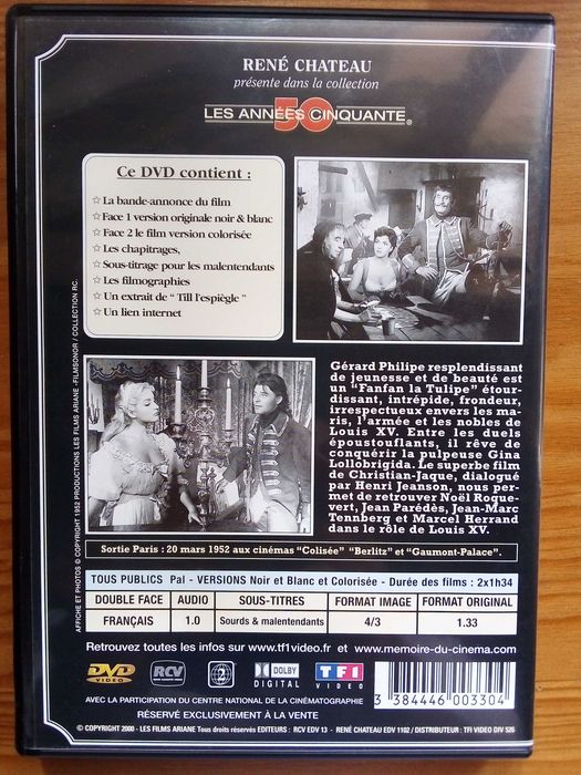 Fanfan La Tulipe, Gerard Philippe, Gina Lollobrigida, versão P/B e Cor
