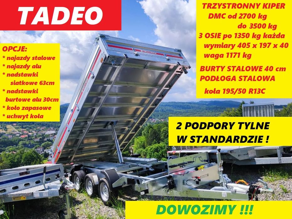 TEMARED TIPPER 4020/3C 3.5T SPRZĘŻONY  3-osiowy kiper trójstronny, 3500kg DMC, wywrotka