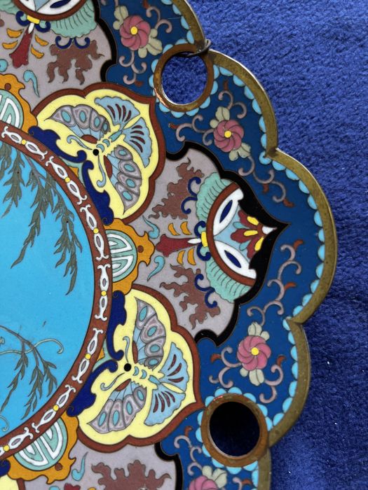 Японская настенная тарелка клуазоне, 31см