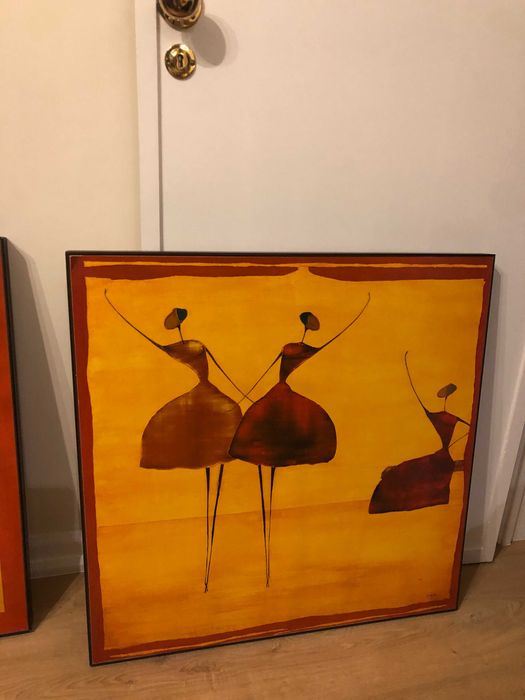 2 telas 70x 70 com bailarinas estilizadas
