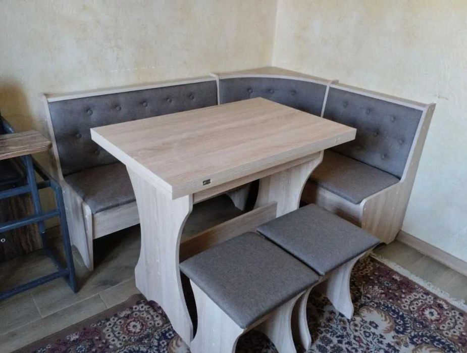 Комплект Куточок кухонний ДСП (Куток+стіл+2 табуретки)  Дуб сонома