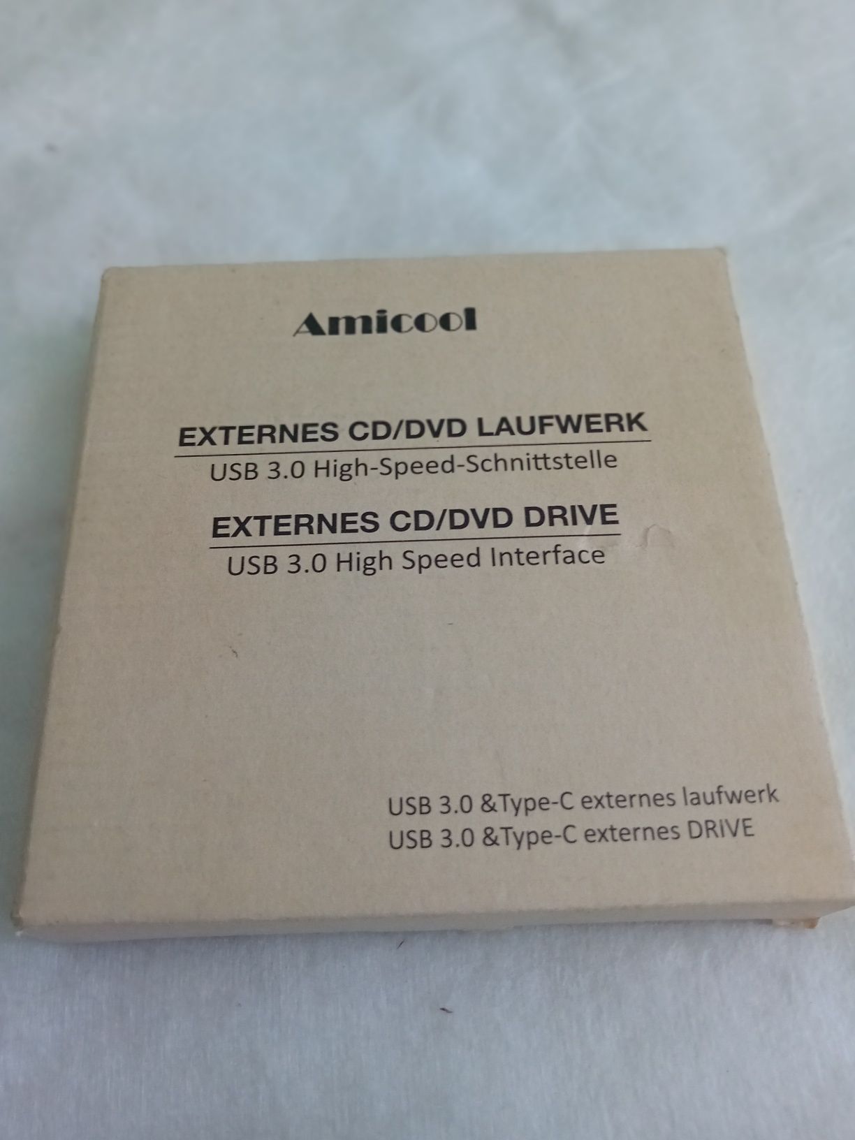Zewnętrzny napęd CD/DVD USB Amicool – nagrywanie + adapter USB‑C, nowy