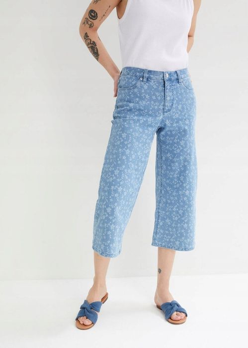 B.P.C jeansy 3/4 w kwiaty ^42