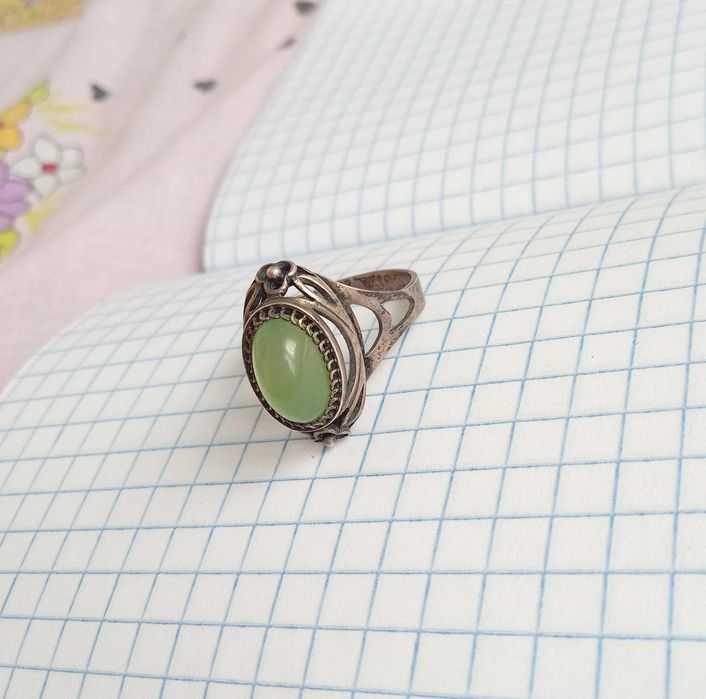 Перстень Кольцо Хризопраз Срібло 875 проба 9СЮ. СССР