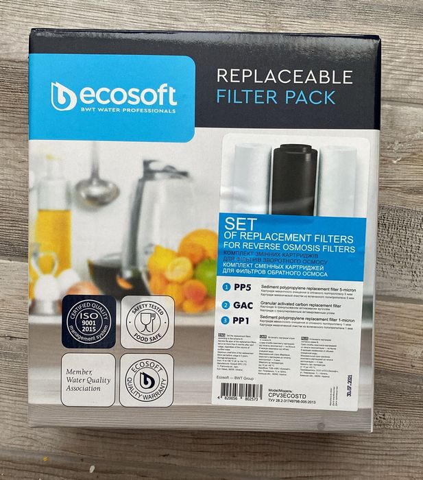Комплект фільтрів Екософт зворотній осмос Ecosoft з мембраною