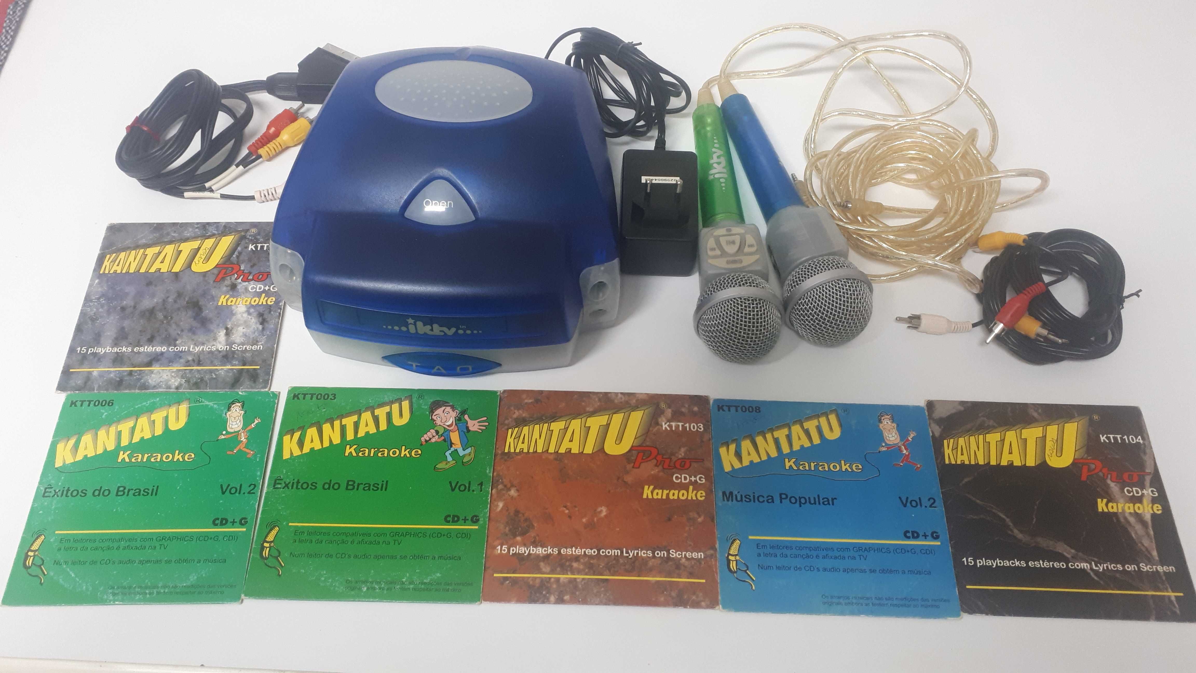 Consola de Karaoke IKTV + 6 cd's Kantatu originais + 2 micros