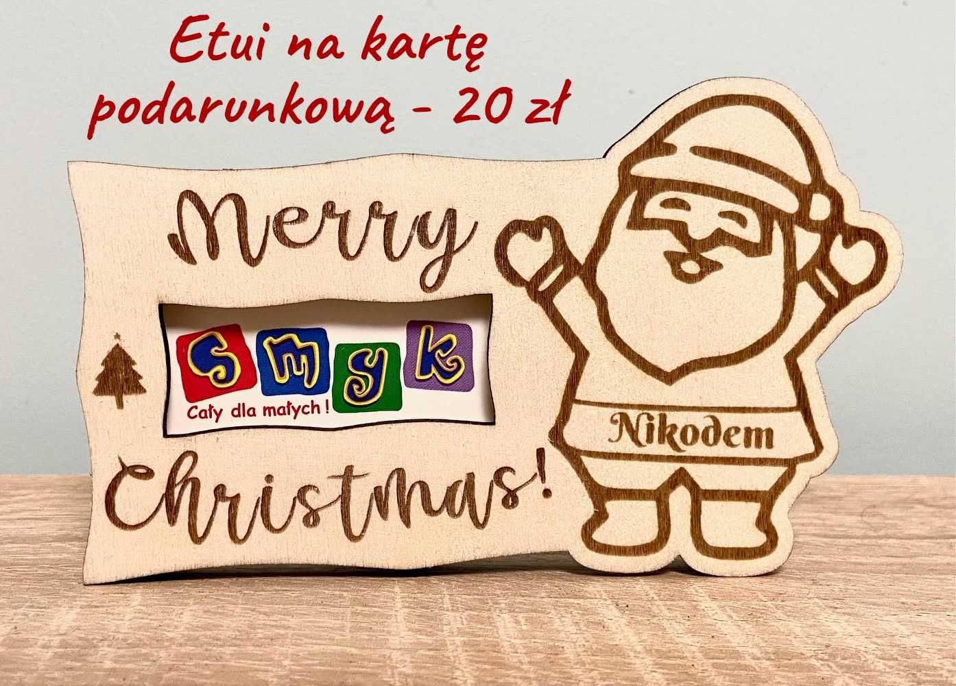 Drewniane etui na kartę podarunkową, prezent na święta, personalizacja