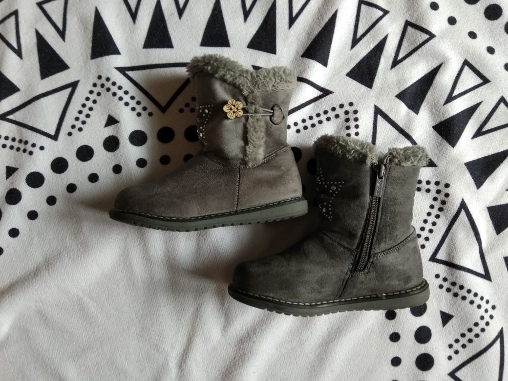 Szare buty zimowe kozaki kolor szary r.29 Nelli Blu wkładka 16,5 cm