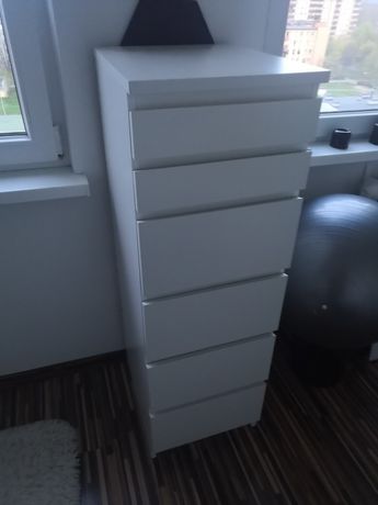 Ikea malm komoda 6 szuflad biały lustro wąska biała