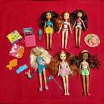 Seis bonecas Wee 3 friends Mattel e acessórios