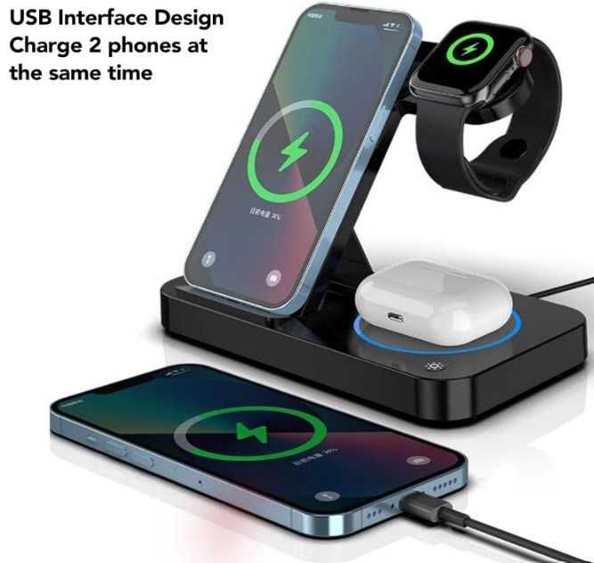 Stacja ładująca Apple, czarny mat, ładowarka indukcyjna 3 w 1