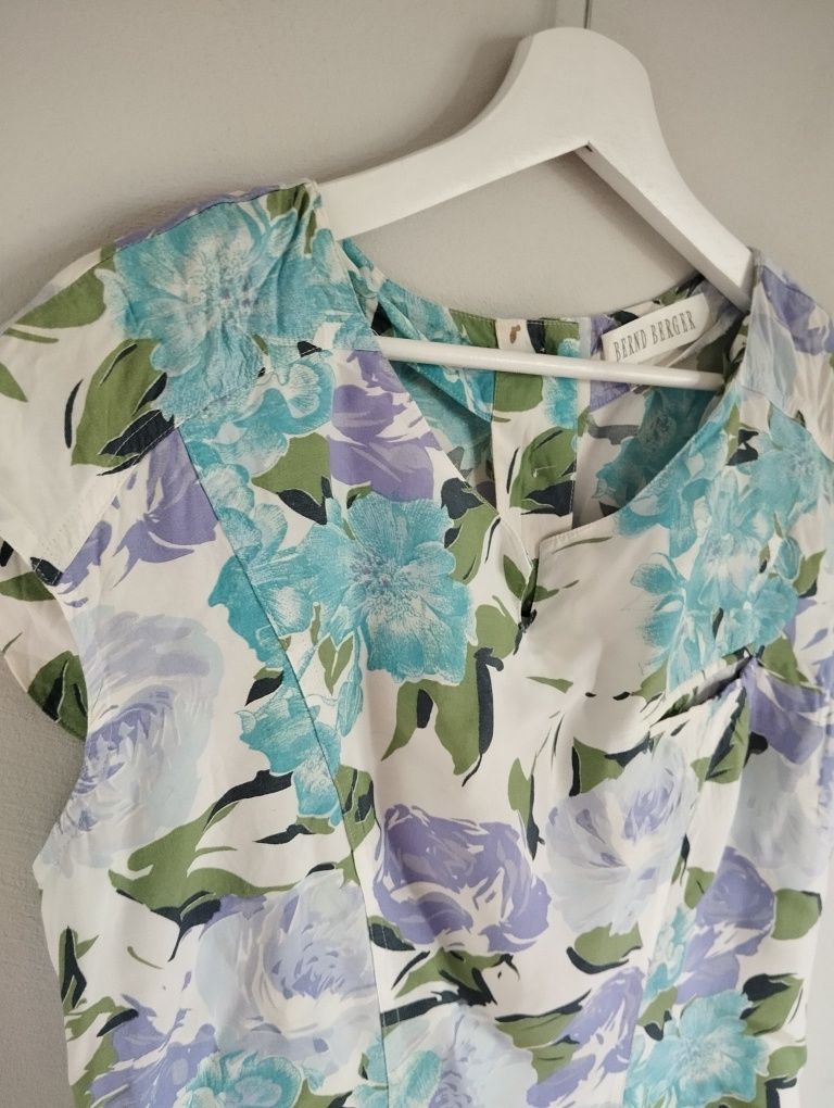 Bluzka vintage w kwiaty z listwą guzikową na plecach r. 40 Bernd Berge