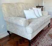 Sofa e Poltrona em alcântara bege