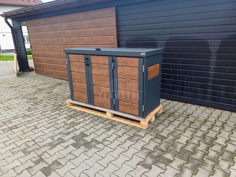 Zabudowa koszy na śmieci wiata obudowa 177x65x110 cm 3x120L  TS953