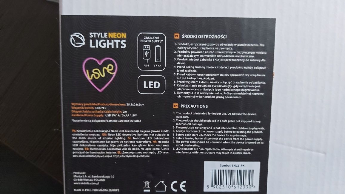 Led ledowy napis love serce
