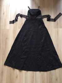 Długa brązowa suknia sukienka balowa S 36