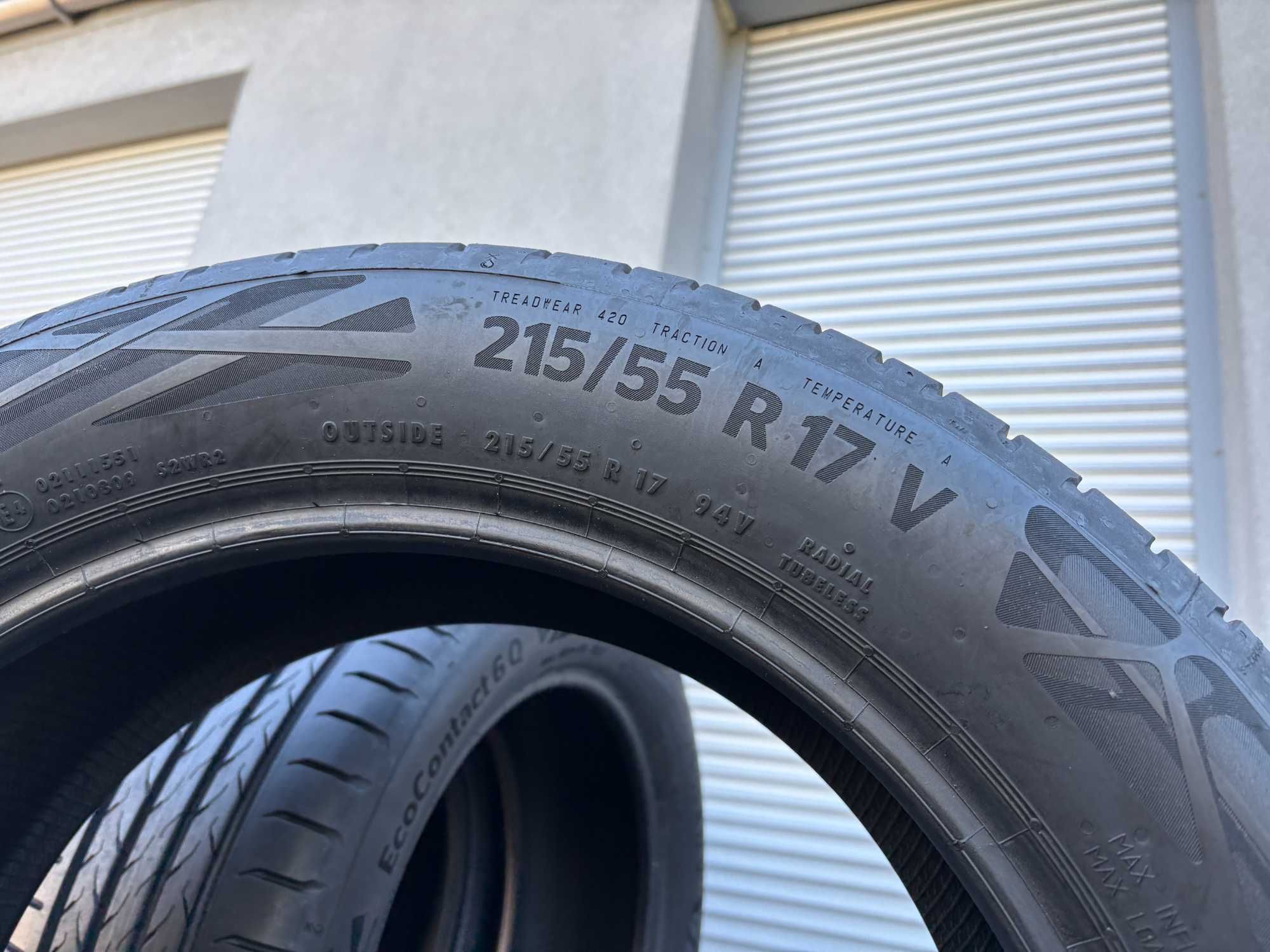 2szt letnie 215/55R17 Continental 6,7mm 2023r bieżnik jak nowe! L398