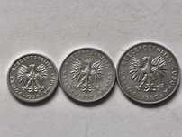 Zestaw monet  1, 2, 5 złotych z 1990 roku