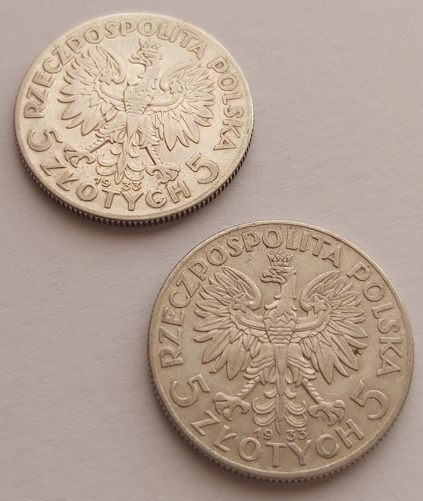 2 x 5zł Polonia Jadwiga. II RP. Srebrna moneta 1933r 2szt.