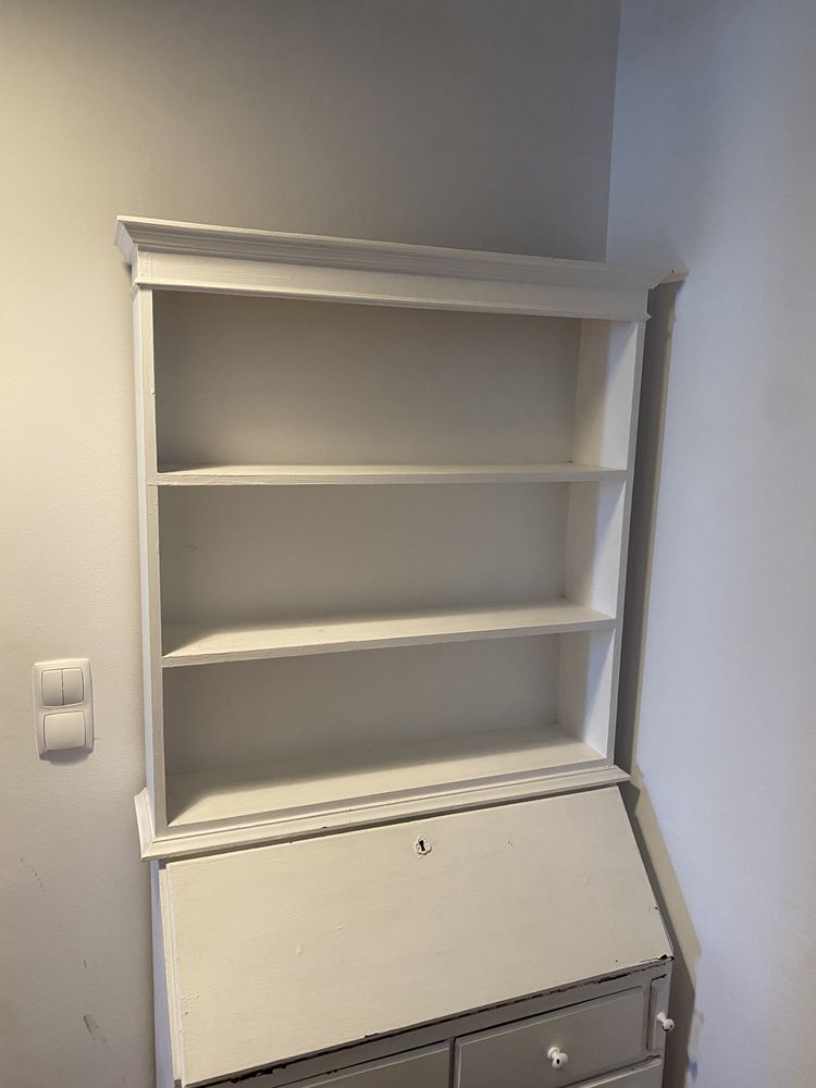 Escrevaninha vintage madeira móvel branco com gavetas