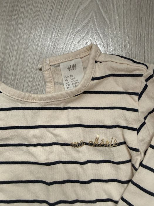 Bluzka długi rękaw w paski Ma Cheri H&M rozmiar 80