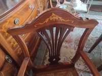 Cadeiras e poltronas antiga vintage estilo D. Maria II assento palha