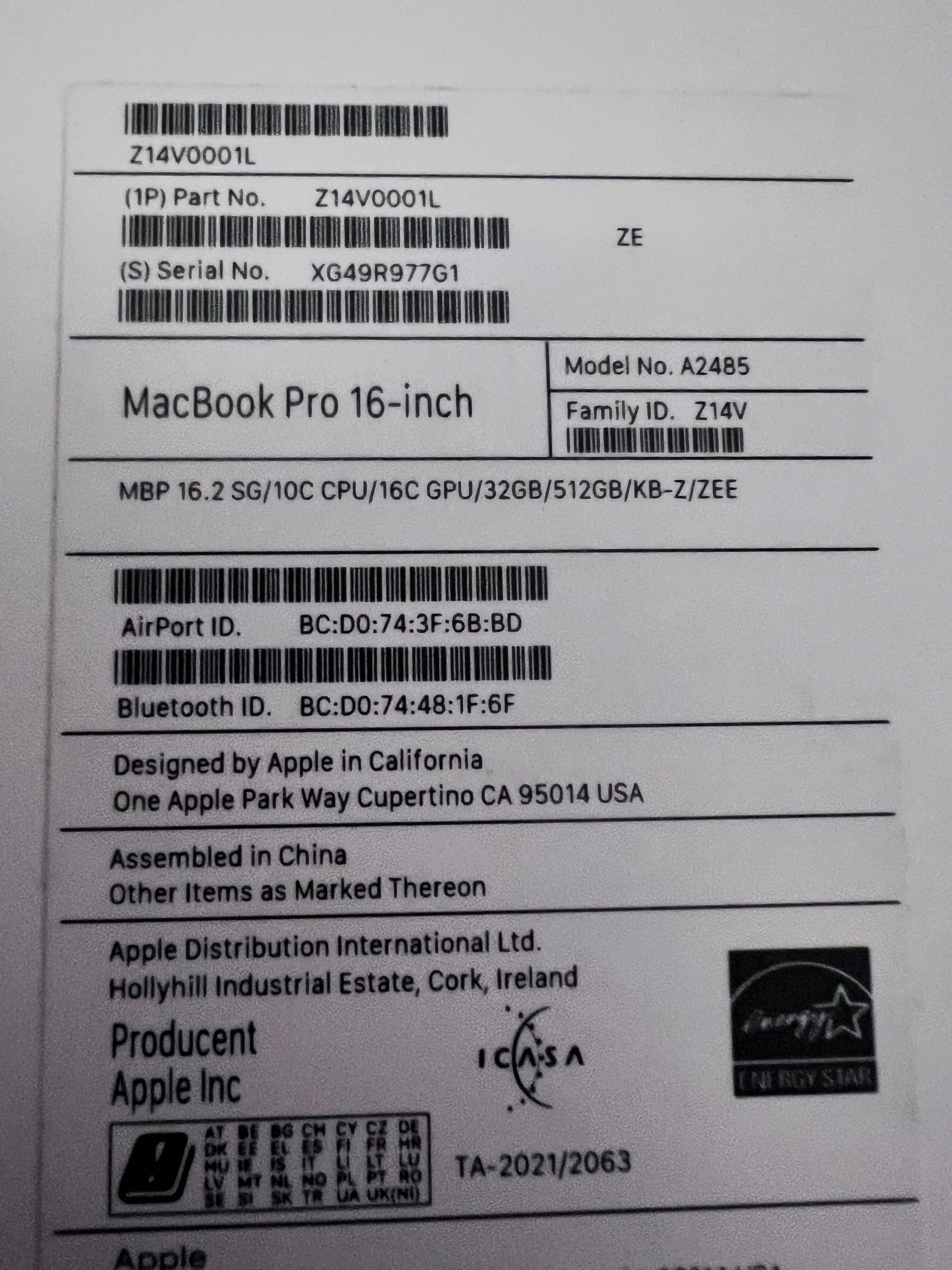 Macbook Pro 16" 32gb ram 17 cykli Idealny Apple