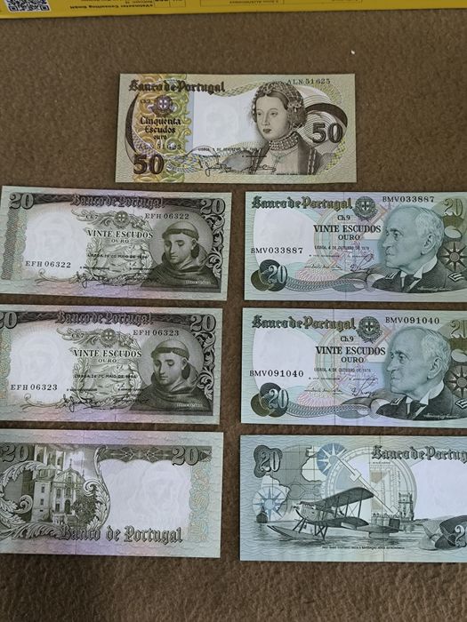 Notas de 20 e 50 escudos