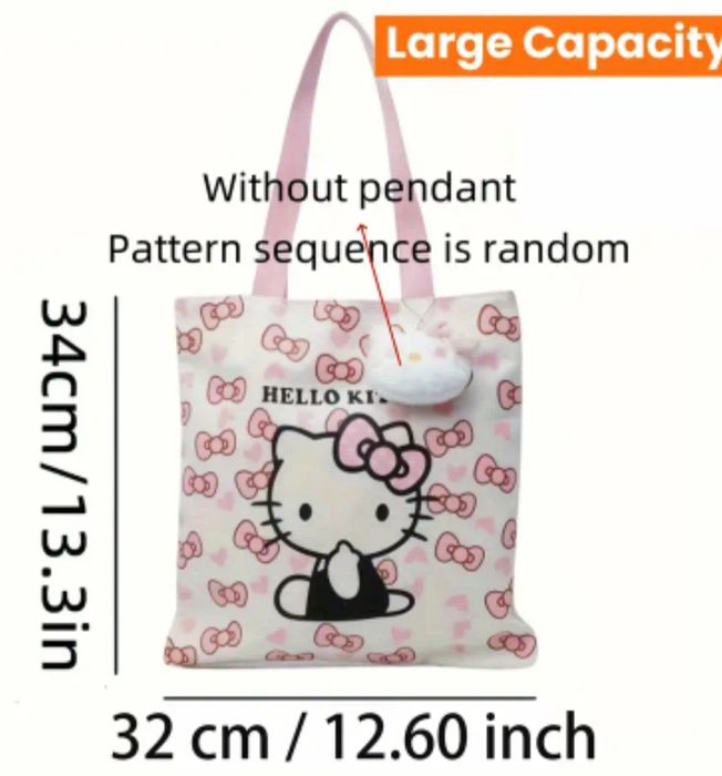 Torebka Torba Hello Kitty Tote Bag Canvas - Duża Pojemność!