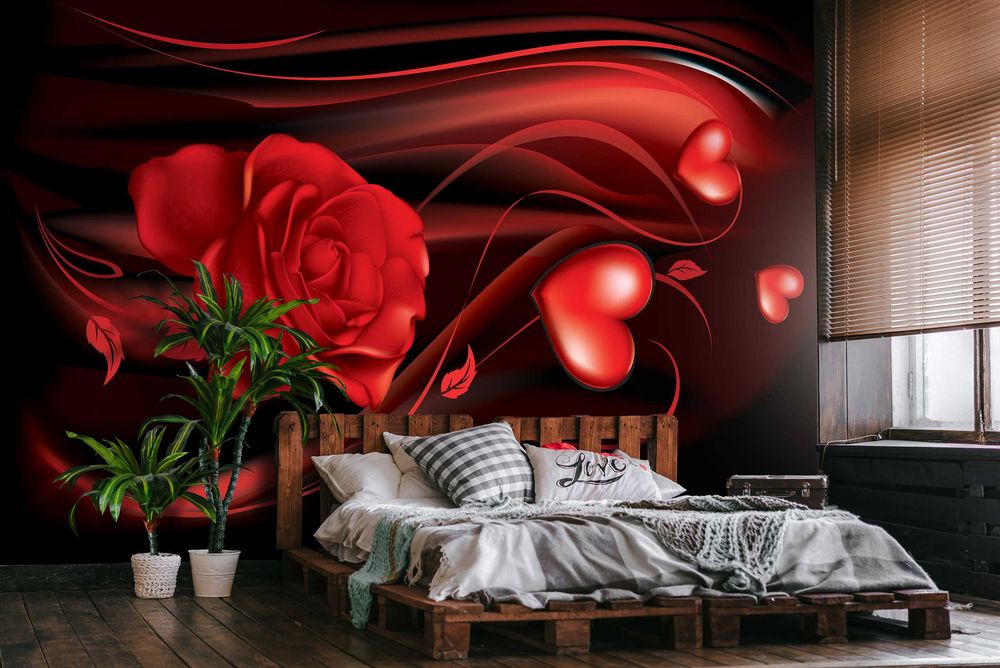 Fototapeta Serce Róża Miłość Czerwień Na Ścianę 3D Twój Rozmiar + KLEJ