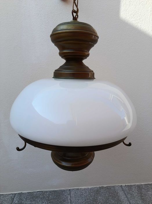 Candeeiro de Teto Suspenso Vintage - Estilo Clássico Latão e Vidro