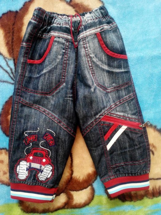 Теплые джинсы Finger boys 80-86,1 год,джогеры