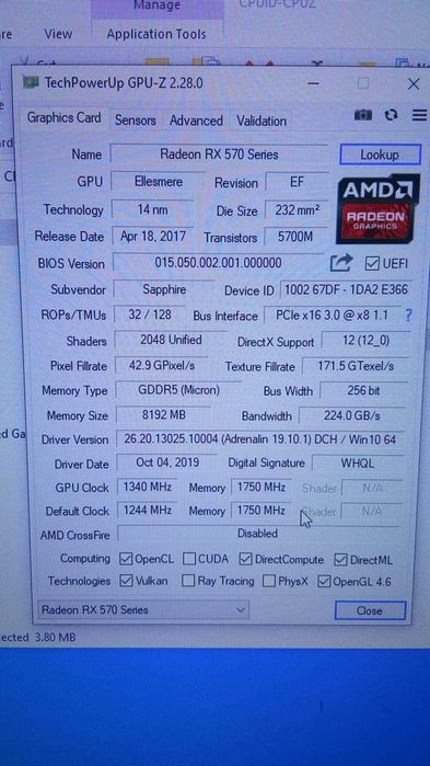 Відеокарта Sapphire Radeon RX 570 8 GB