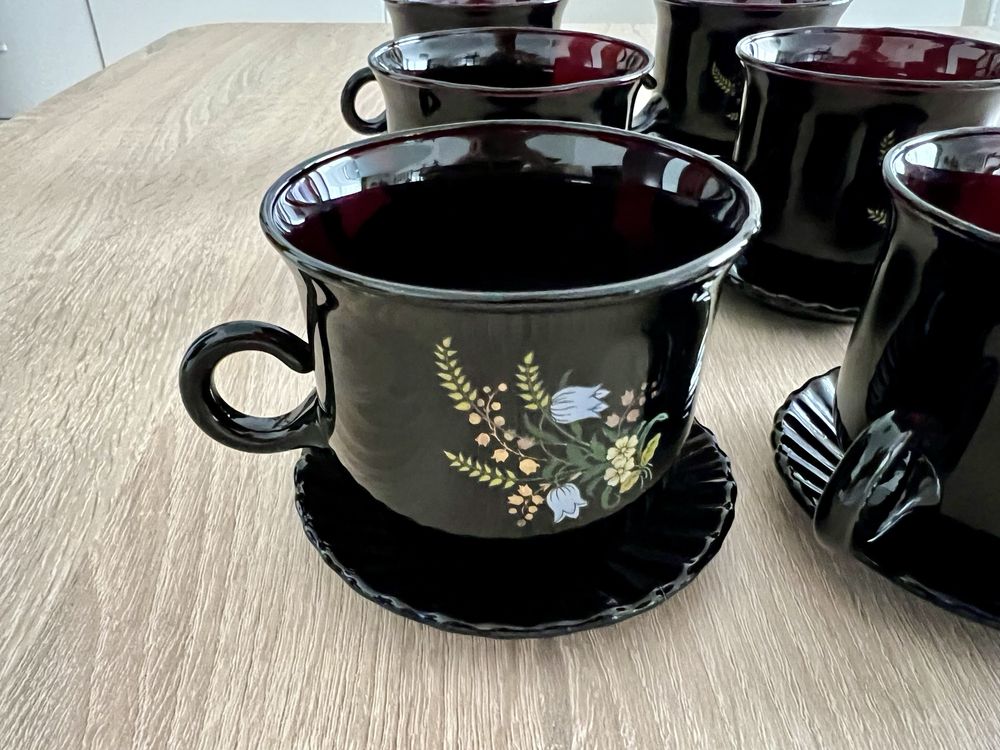 Komplet 6 flizanek do kawy herbaty filizanki czarne nowe