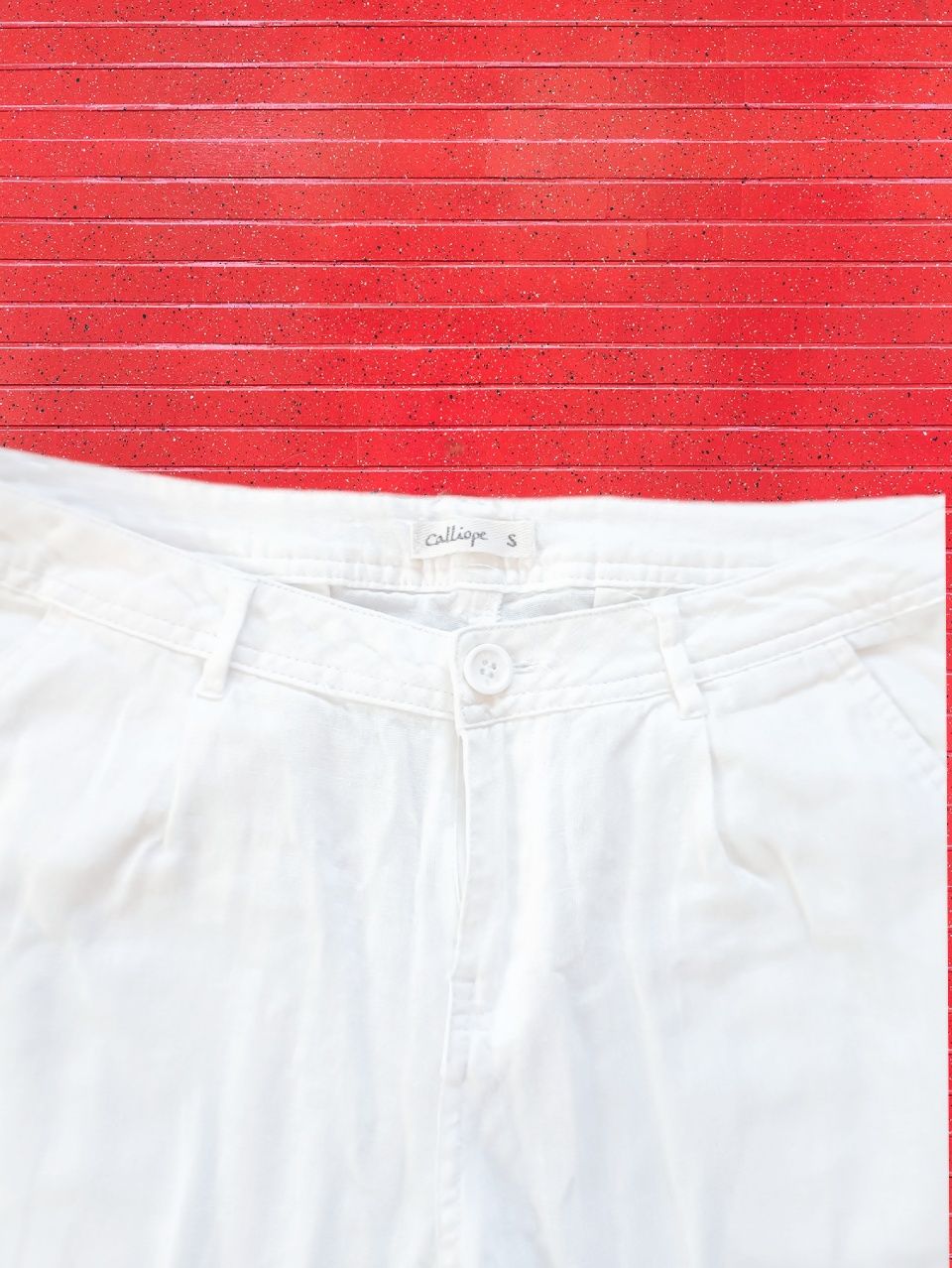 Białe spodnie lniane len z lnu bawełna bawełniane low waist / S 36