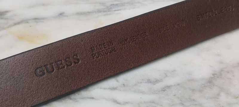 Nowy pasek GUESS 100% Skóra skorzany M 95cm brązowy wada t042 męski