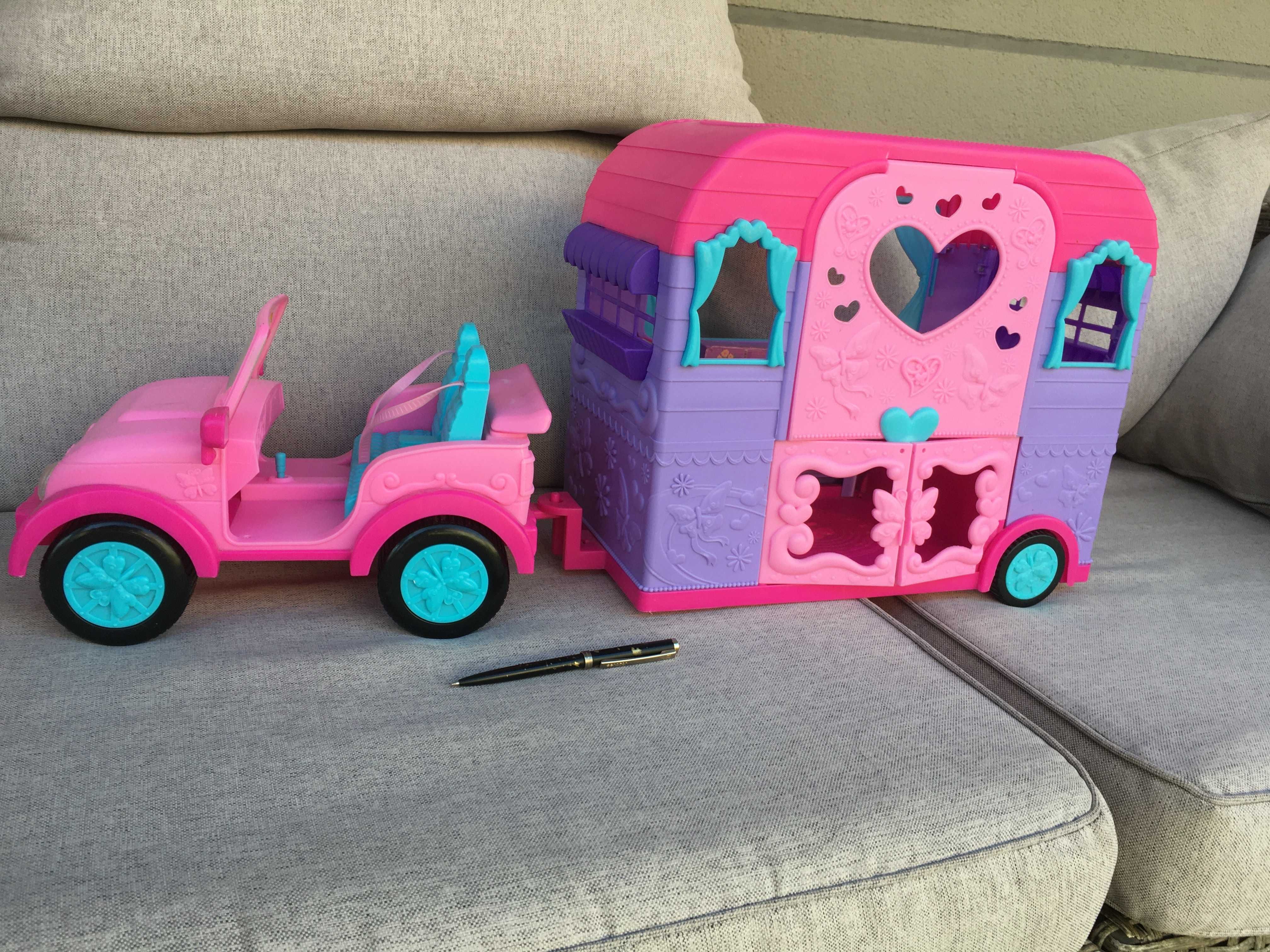 Barbie zestaw samochód + przyczepa kempingowa (karoca) dla lalek