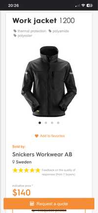 Куртка snickers workwear 1200