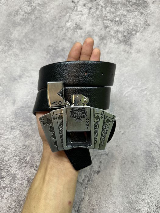 Кожаный ремень с зажигалкой в пряжке зажигалка с ножом з ножем stussy