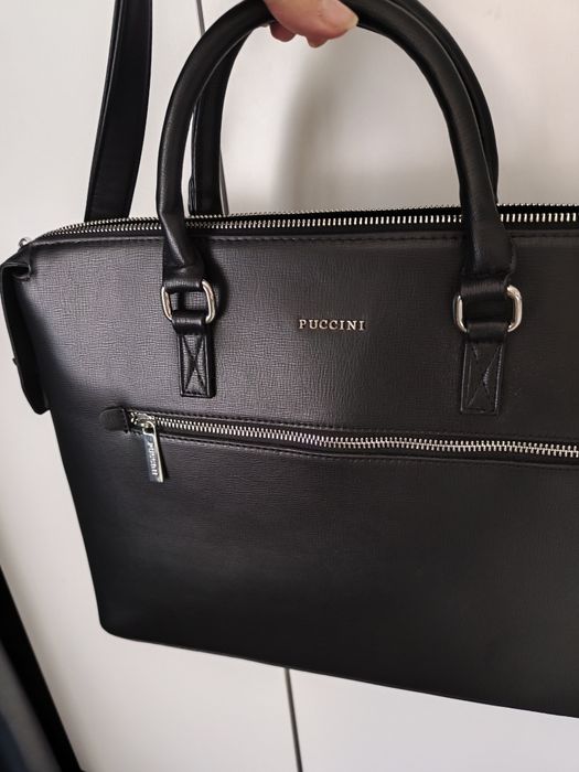 Czarna aktówka torba na laptopa nowa Puccini
