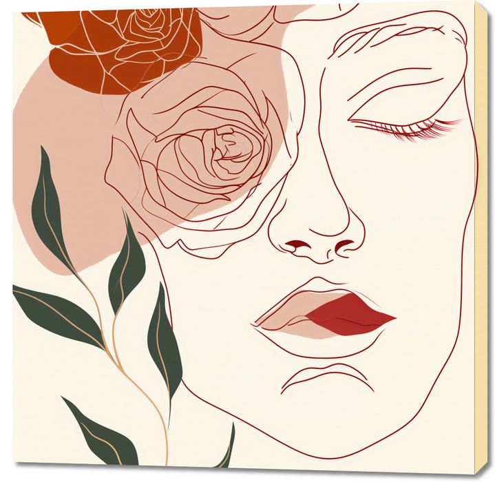 Obraz 100x100cm Beż i Twarz